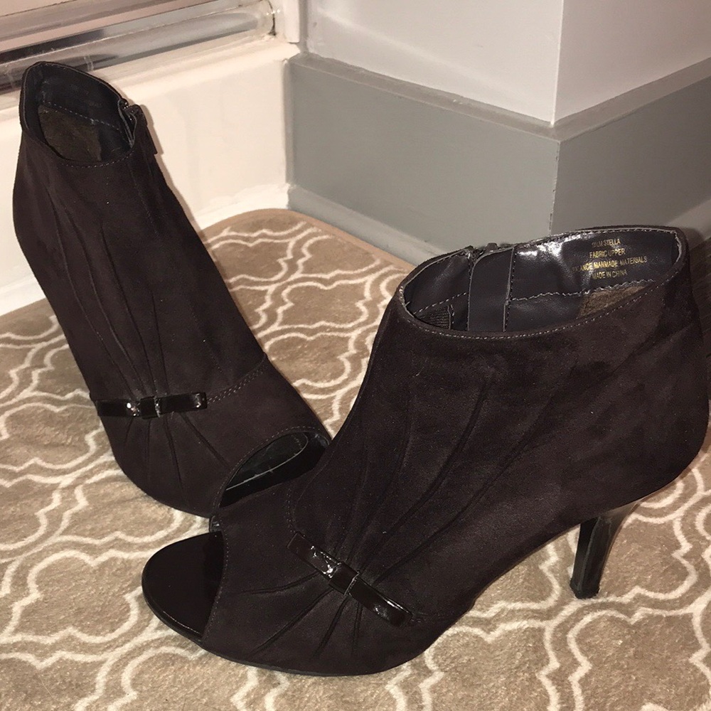 Stella suede bootie heels with bow